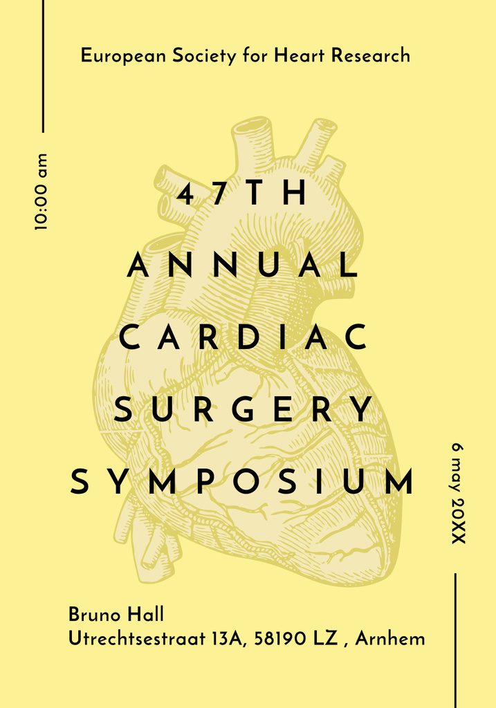 Medical Event Announcement with Anatomical Heart Sketch Poster 28x40in Design Template