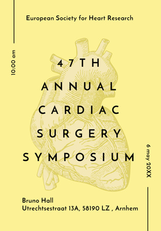 Plantilla de diseño de Medical Event Announcement with Anatomical Heart Sketch Poster 28x40in 