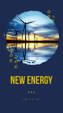 Template di design nuovo annuncio energetico con turbine eoliche Instagram Story
