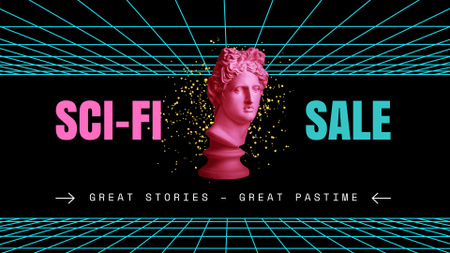 Sci-fi Stories Sale Offer With Painted Head Sculpture Full HD video Design Template