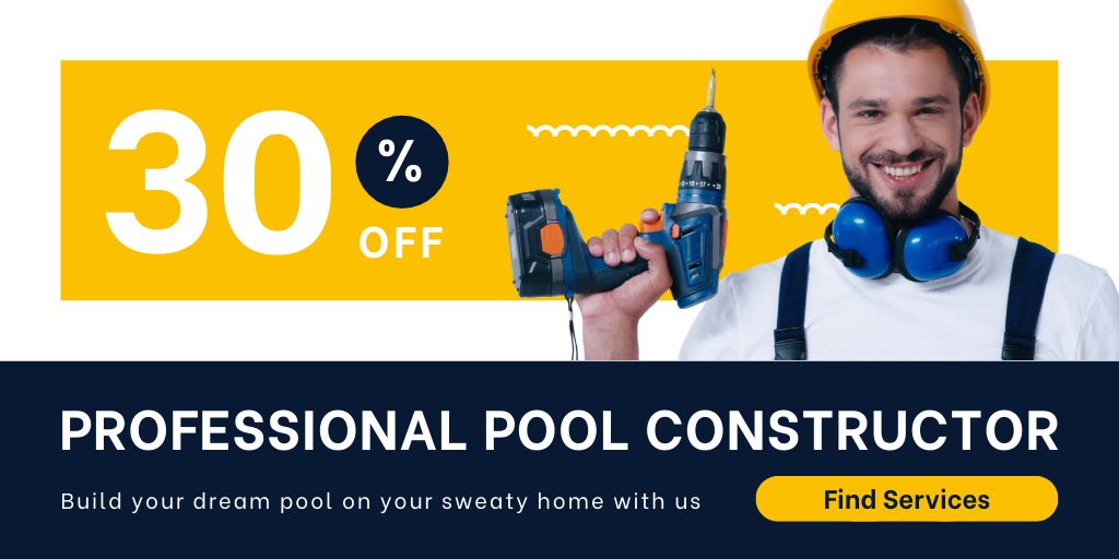 Professional Pool Installation Promo Twitter Tasarım Şablonu