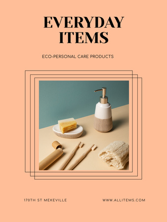 Offer of Eco-Personal Care Products with Soap and Toothbrushes Poster US Design Template