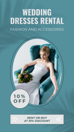 Discount for Renting Wedding Dress with Bride in Armchair Instagram Video Story Design Template