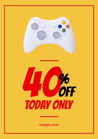 Gadgets Sale with Video Game Joystick Flyer A4 Design Template