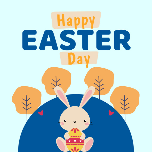 Illustration of Cartoon Rabbit Holding Easter Egg