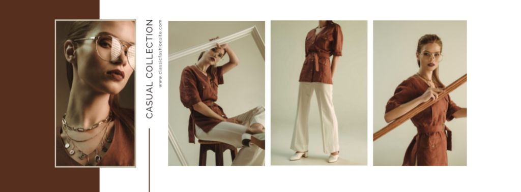 Casual Brown Fashion Collection Offer Facebook coverデザインテンプレート