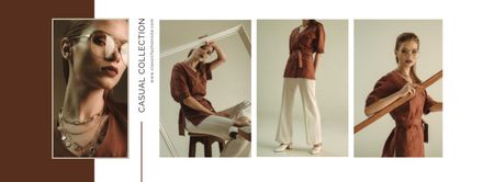 Plantilla de diseño de Oferta de colección de moda casual marrón Facebook cover 