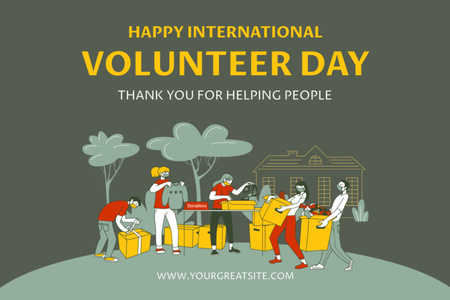 International Volunteer Day Greeting Postcard 4x6in Design Template