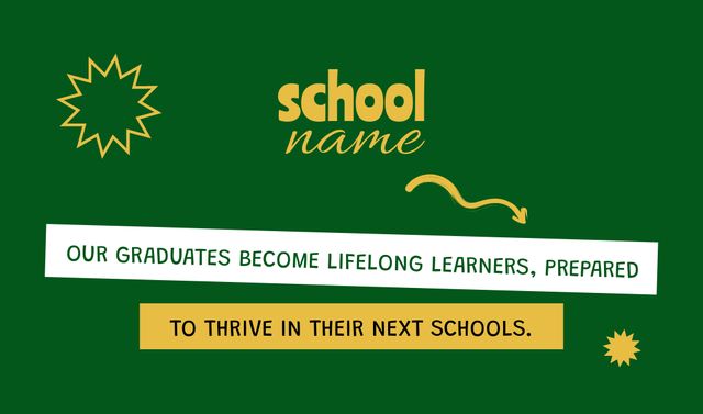 School Apply Announcement in Green Business card – шаблон для дизайна