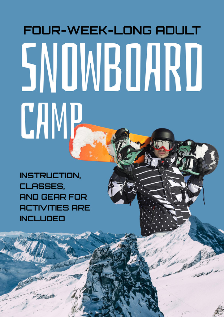 Freestyle Snowboard Camp Invitation Poster Design Template