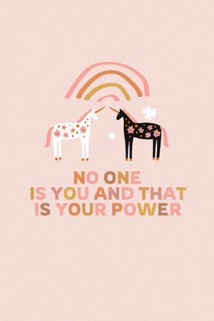 Plantilla de diseño de Girl Power Inspiration with Cute Unicorns Pinterest 