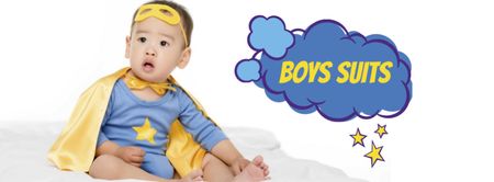 男の子スーツ販売オファーでかわいい幼児 Facebook coverデザインテンプレート