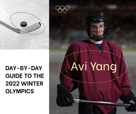 Talviolympialaisten mestari pelaajan kanssa Facebook Design Template