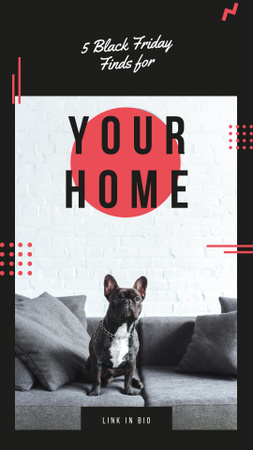 French bulldog sitting on sofa Instagram Story Design Template