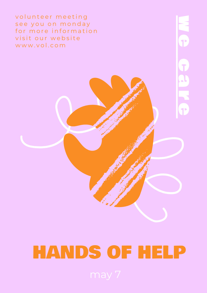 Designvorlage Charity Meeting Announcement with Orange Hand für Poster A3