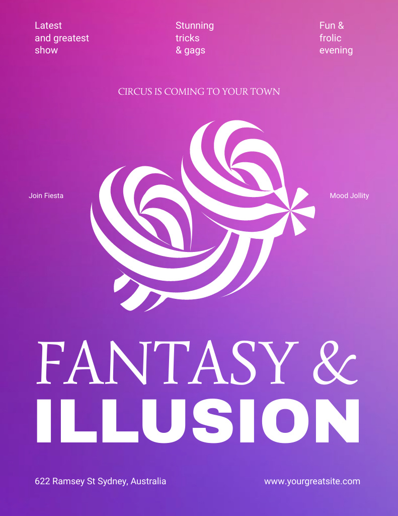 Unbelievable Circus Show With Illusion And Fantasy Poster 8.5x11in Design Template