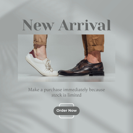 Plantilla de diseño de Nueva llegada de Zapatos Gris Instagram 