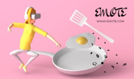 Woman cooking in Virtual Reality Glasses Business card Tasarım Şablonu