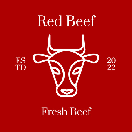 Bull Head Illustration in Red Logo Design Template