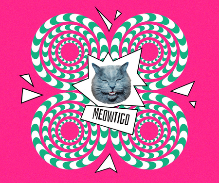 Designvorlage Funny Cat with Vertigo Illustration für Facebook