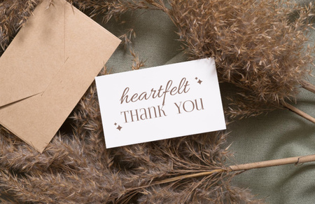 Thankful Phrase with Pampas Grass Thank You Card 5.5x8.5in Design Template