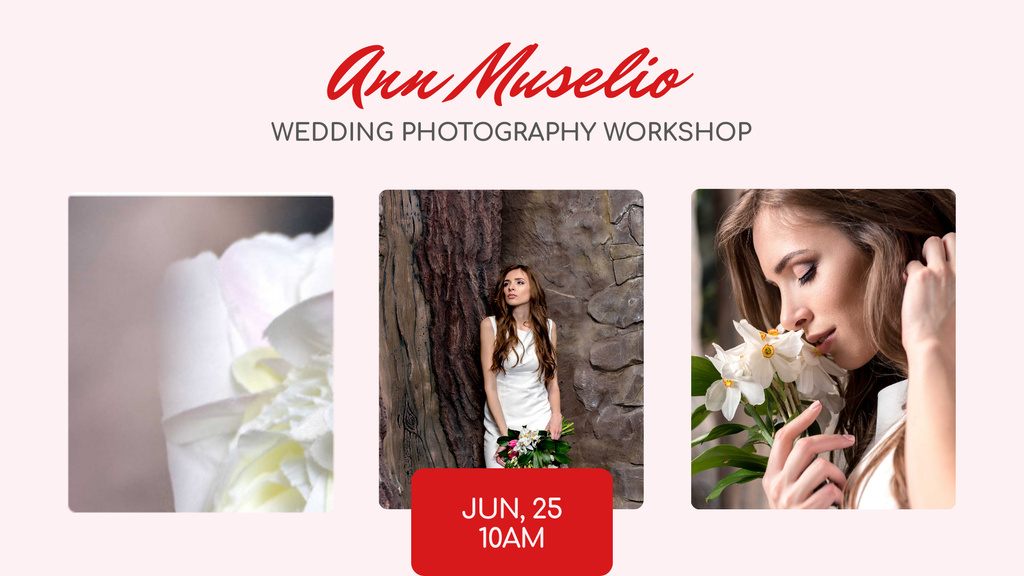 Wedding Photography offer Bride in White Dress FB event cover Design Template