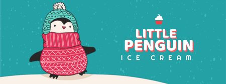 Cute Winter Penguin in Hat Facebook Video cover – шаблон для дизайну
