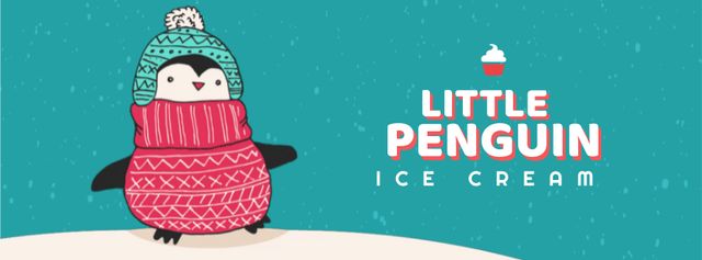Cute Winter Penguin in Hat Facebook Video cover Tasarım Şablonu