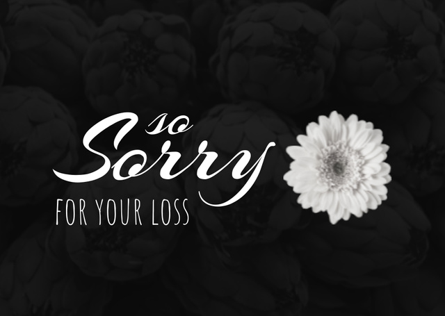 Sorry for Your Lost with Fresh Flowers Card Design Template