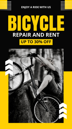 Serviços de reparação e aluguer de bicicletas Instagram Story Modelo de Design