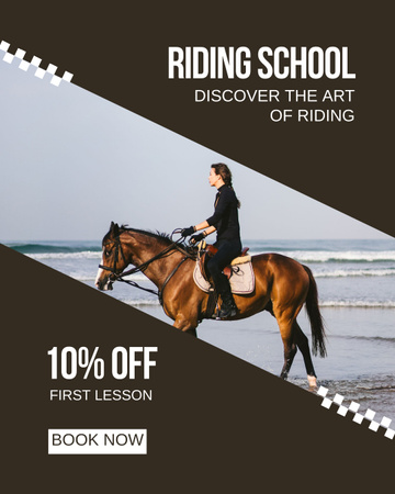 Platilla de diseño Discount On First Class In Horse Riding School Instagram Post Vertical