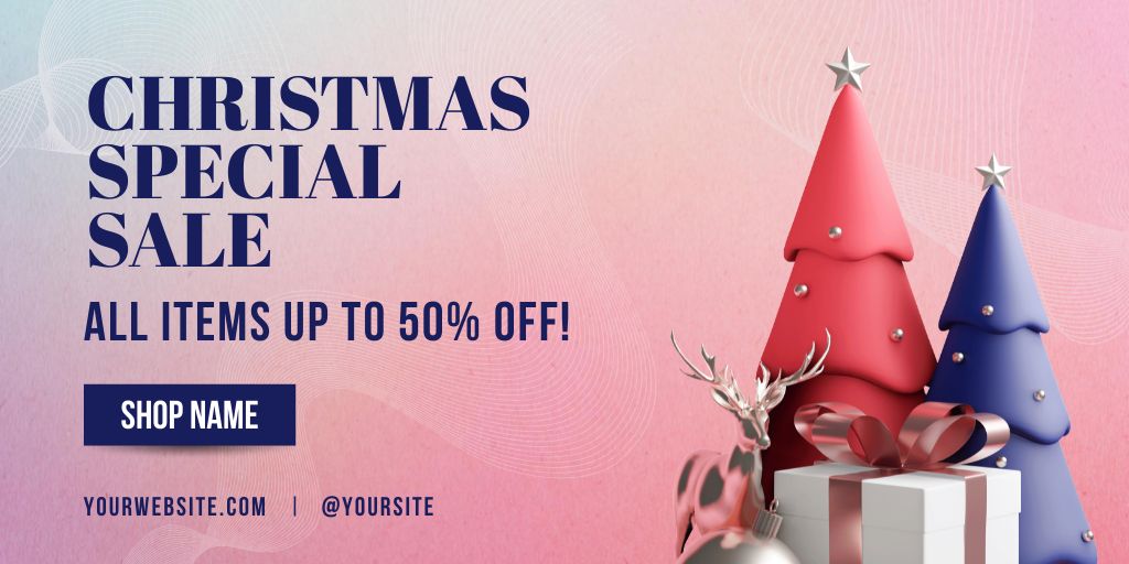 Christmas Discount Sale of All Items Twitter Design Template