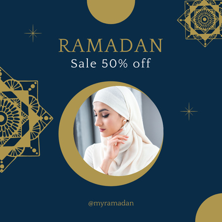Ramadan Sale with Beautiful Muslim Woman Instagram Design Template