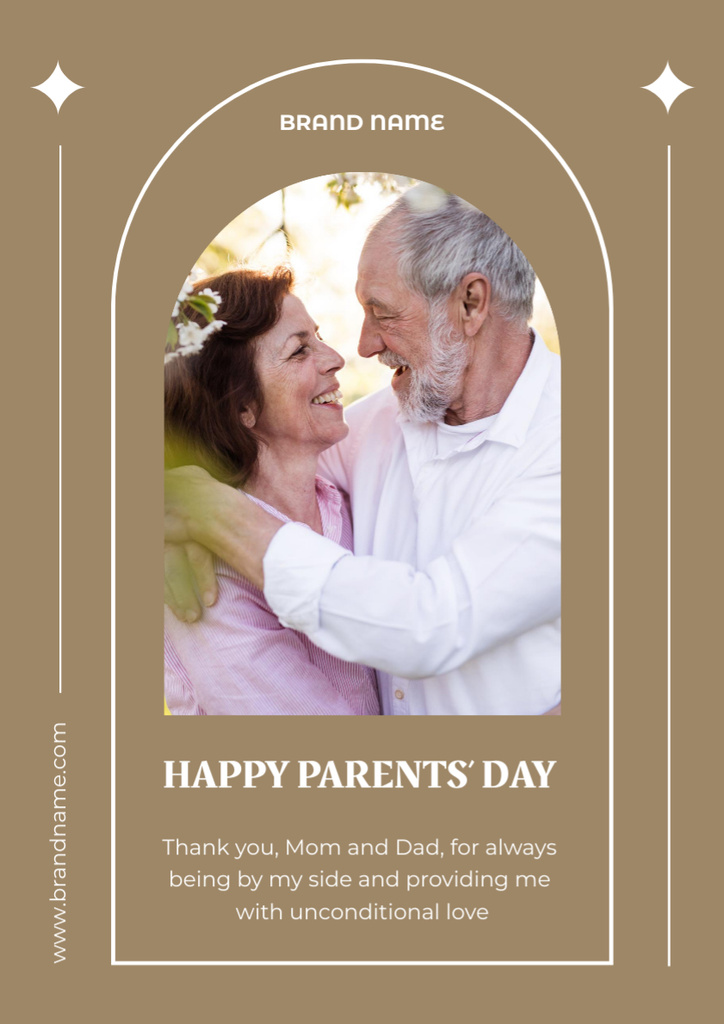 Happy Parents' Day Greeting with Senior Couple Poster A3 Design Template