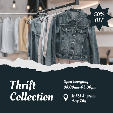 Clothes on hangers for thrift shop sale Instagram AD Design Template