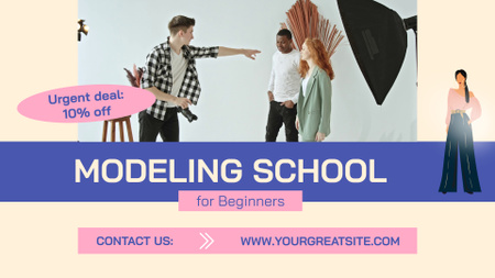Plantilla de diseño de Oferta elegante de escuela de modelaje para principiantes a precios reducidos Full HD video 
