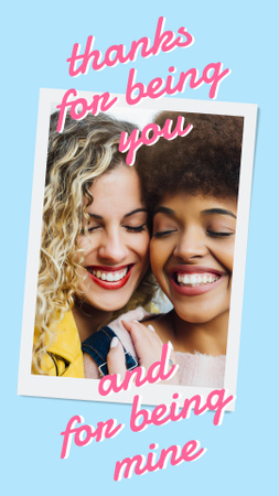 Valentine's Day Holiday with Cute Girlfriends Instagram Story Design Template