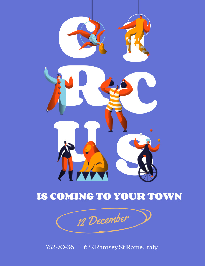 Modèle de visuel Whimsical Circus Show Event Announcement In Purple - Poster 8.5x11in