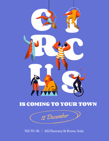 Anúncio do evento Whimsical Circus Show em roxo Poster 8.5x11in Modelo de Design