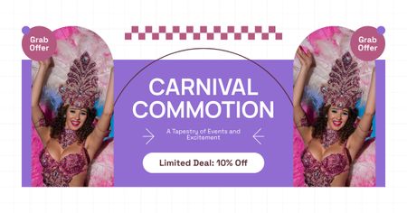 Carnival Commotion With Limited Deal Discount Facebook AD Design Template