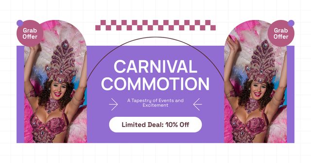Carnival Commotion With Limited Deal Discount Facebook AD Πρότυπο σχεδίασης