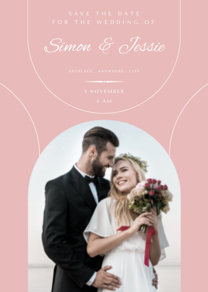 Modèle de visuel Wedding With Happy Newlyweds - Invitation