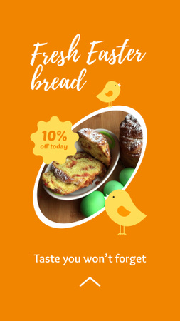 Plantilla de diseño de Fresh Bread With Raisins For Easter With Discount Instagram Video Story 