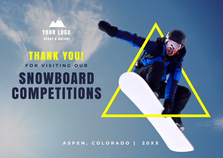 Plantilla de diseño de Winter Snowboard Competitions Ad Card 