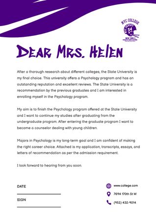 Szablon projektu Letter to University Letterhead