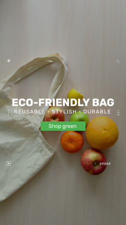 Ontwerpsjabloon van Instagram Video Story van Milieuvriendelijke tas voor promotie van boodschappen