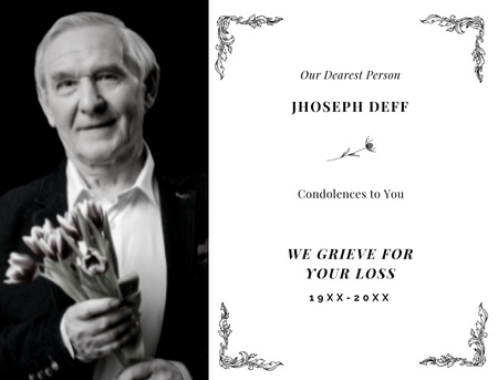 Funeral Remembrance Card with Photo and Ornamental Frame Postcard 4.2x5.5in Design Template