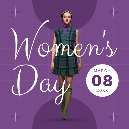 International Women's Day Celebration with Fashionable Woman Instagram Design Template
