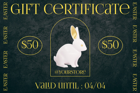 Dekoratif Tavşanlı Paskalya Teklifi Gift Certificate Tasarım Şablonu