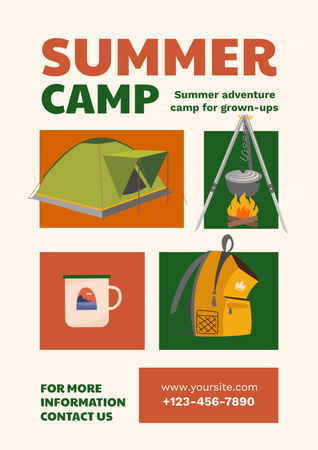 Summer Camp to Travel Together Poster Design Template